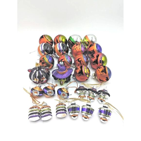 Shiny‎ Brite Halloween Glass Ornaments Christopher Radko Lot of 28 - Picture 1 of 16